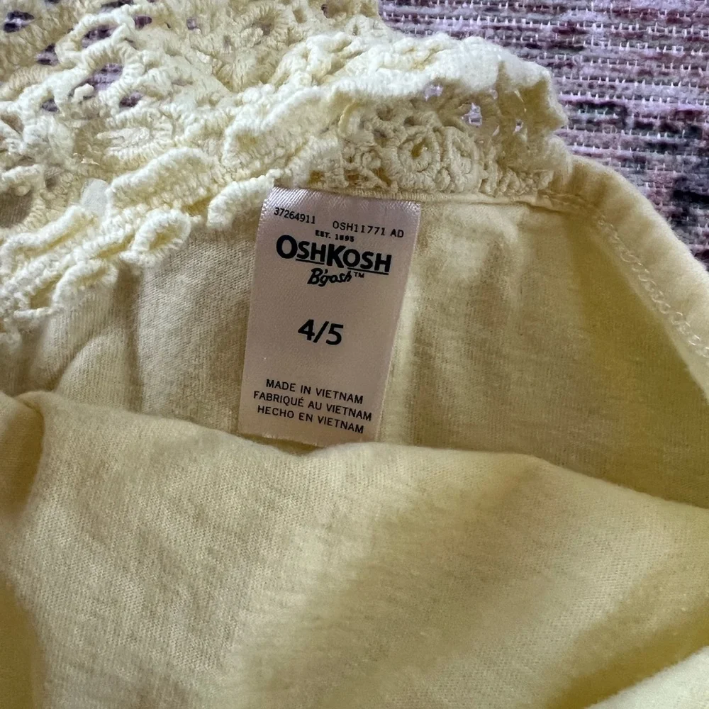 Oshkosh girls yellow embroidered back tank size 4-5